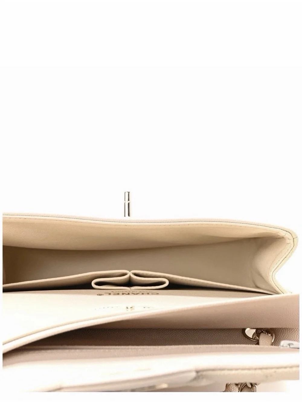 CHANEL Caviar Classic Flap in cream color